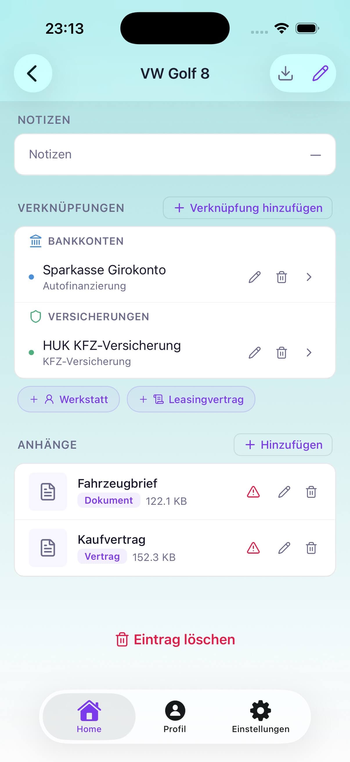 Auto-Verwaltungs-Anwendungsfall
