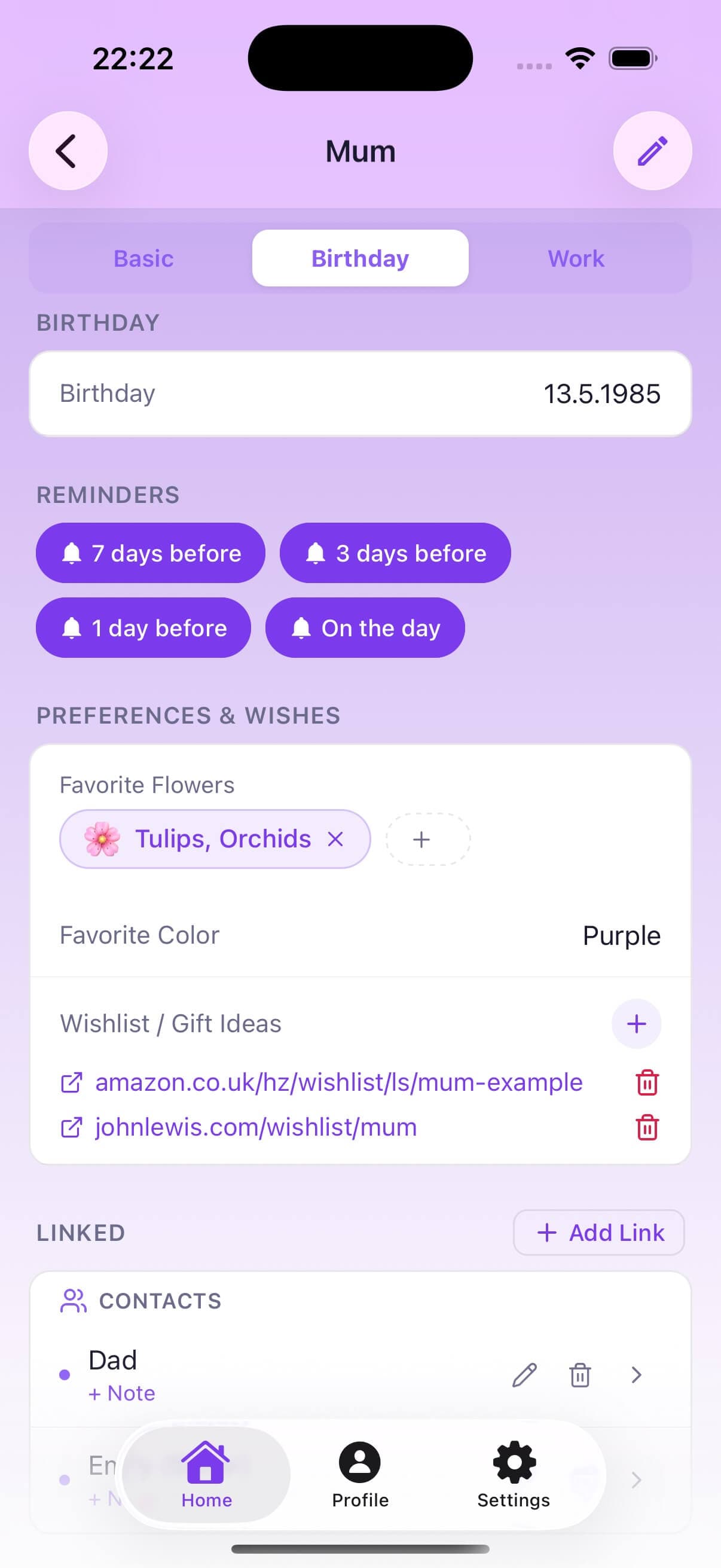 Family tree use case